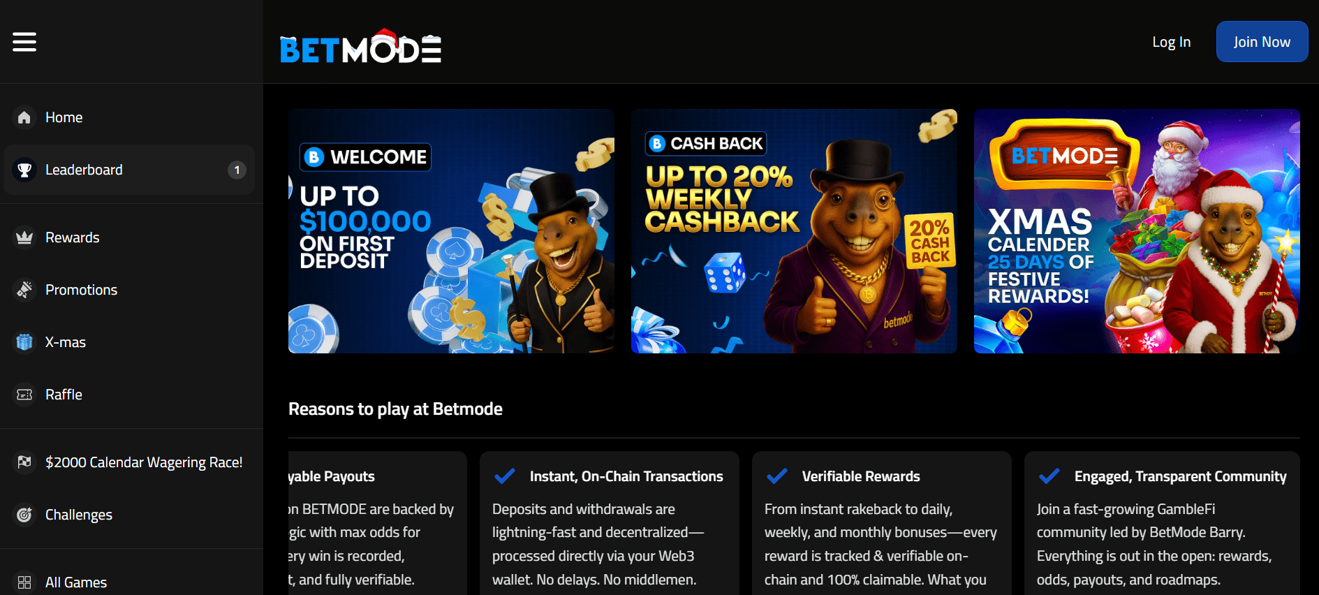 Platform view of BetMode casino showcasing live dealers, USDT payments, and VIP perks